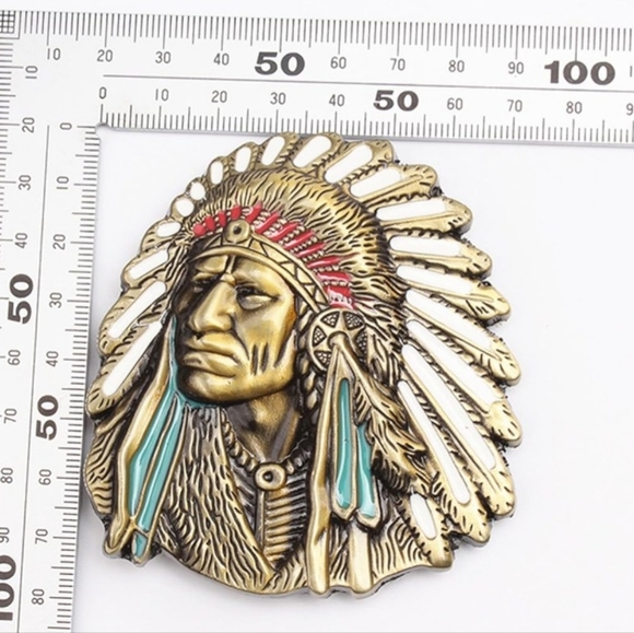 New Native American Indian chief head belt buckle - Picture 7 of 8